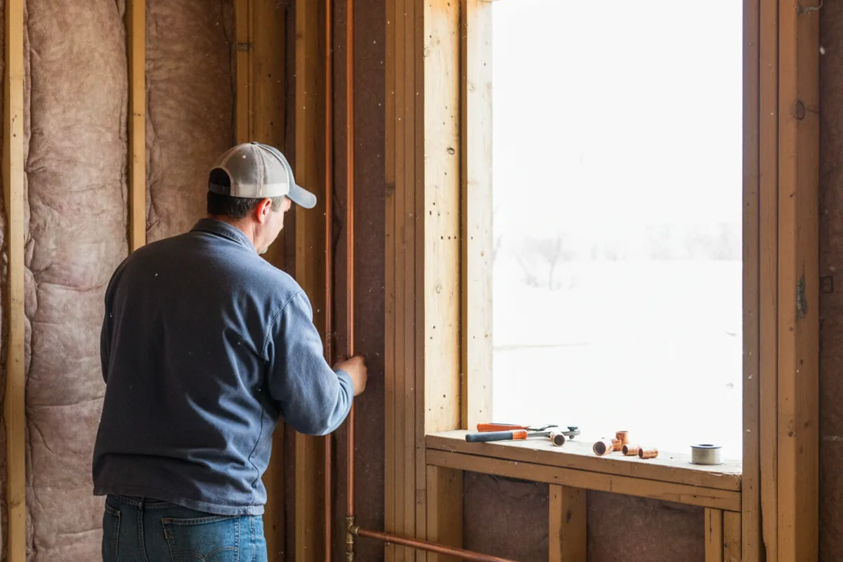 Licensed plumber running new copper supply lines in a Helotes home