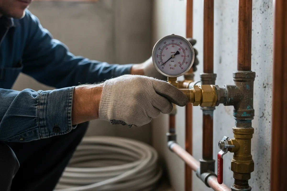 Pressure testing a repaired line during Water Line Repair in Helotes